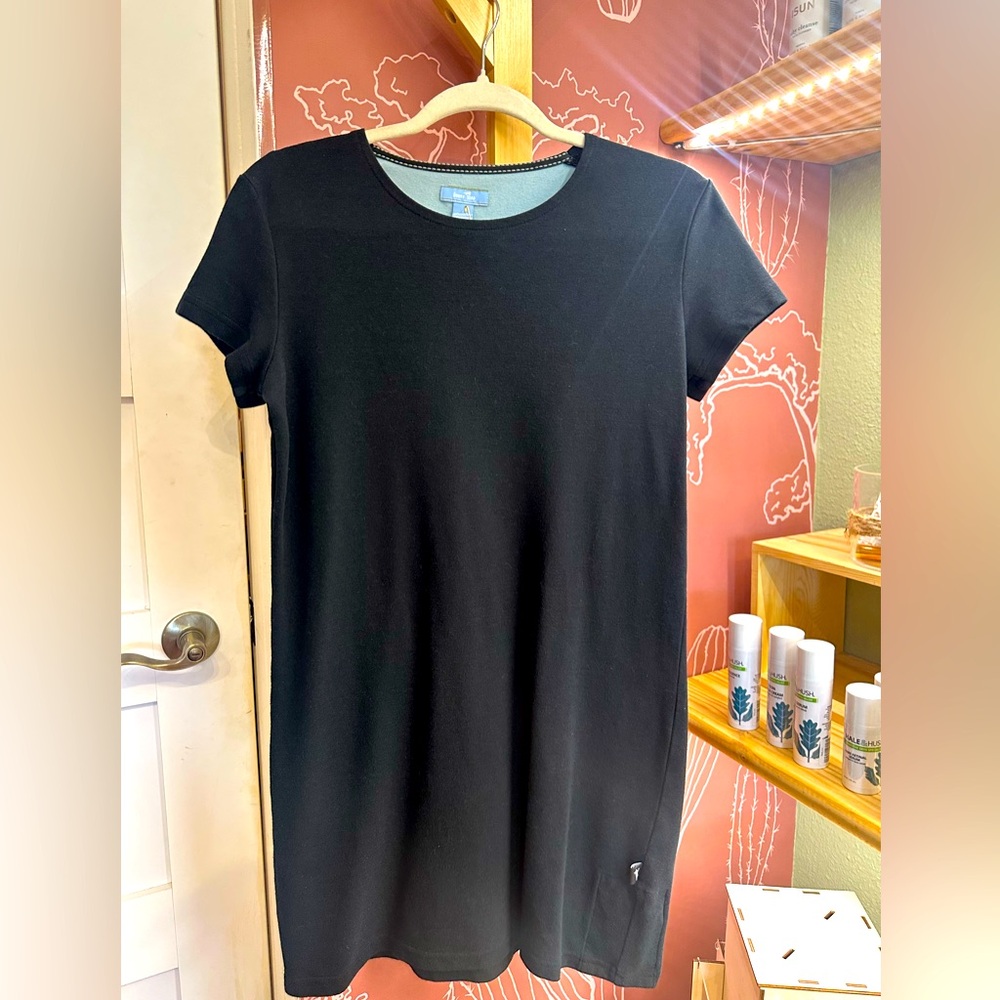 Horny Toad small crew neck black Jersey dress short sleeve mini pocket